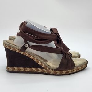 UGG 1698 Amelie Espadrilles Brown Suede Wedge Sandals